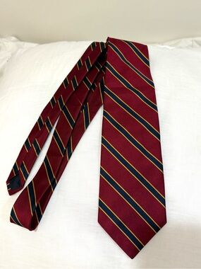 Men's 346 Brooks Brothers Burgundy Striped Silk Tie with Navy & Gold Accents